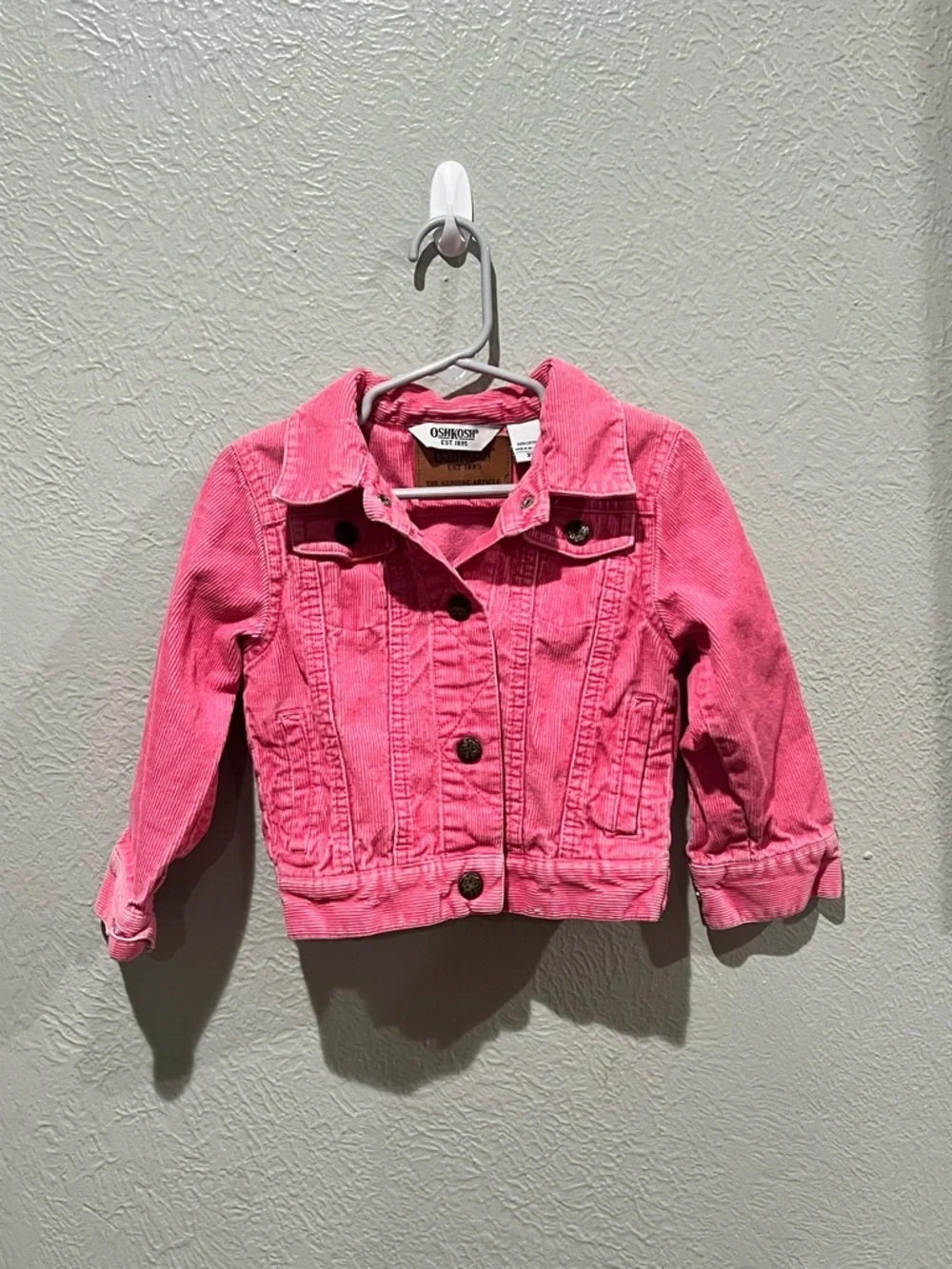 OshKosh B'gosh Bright Pink Corduroy Jacket for Kids Vintage 100% Cotton EUC